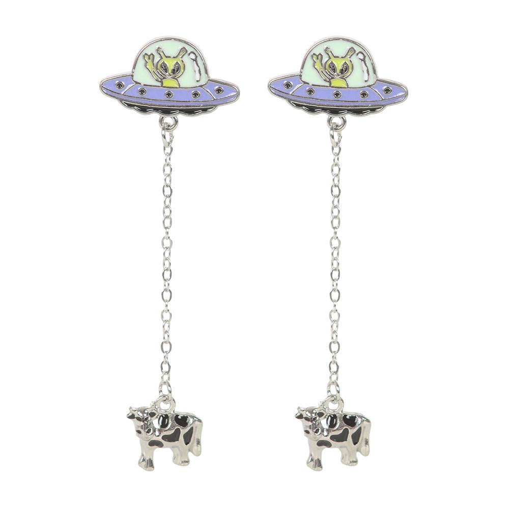 Something Different - Glow in the Dark Alien Abduction Dangle Earrings - Multicolours